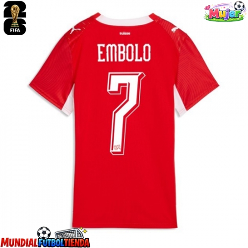 Camiseta Suiza Breel Embolo #7 Primera Equipación Replica Mundial 2026 para mujer mangas cortas